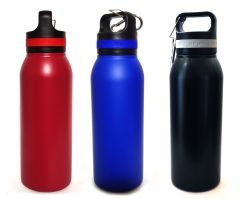Stainless Steel polished color coated Sports Water Bottle 750 ml with Carabiner Pack
