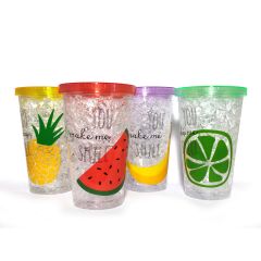 Frosty Ice Mug with Straw and Lid Freezing Gel / FROSTED GEL TRAVEL WATER SIPPER Specially for Kids.