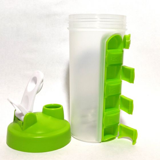 Shaker Bottle with Stackable Compartments - 22 Ounce Bottle + Pill Org –  GreeNatr Premium