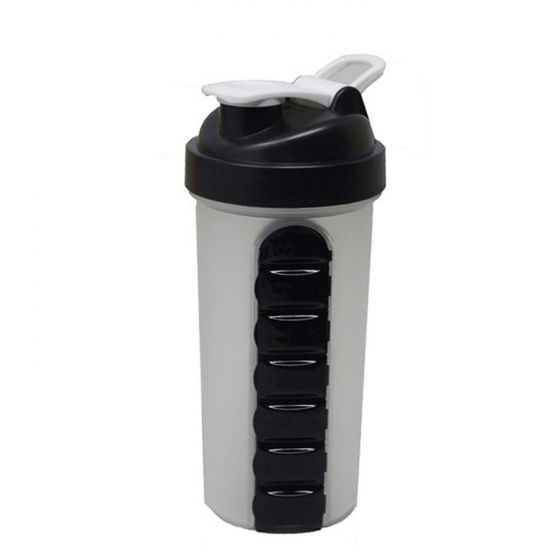 Shaker Bottle with Stackable Compartments - 22 Ounce Bottle + Pill