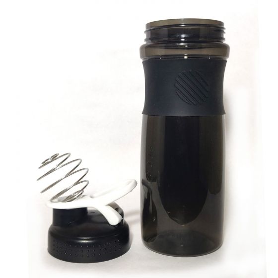 Protein Shaker Bottle 700 ml with Mixball & Powder Compartment 200 mL, Metal Shaker Leak-Proof Fitness Bottle Shaker(Black), Size: 700ml Shaker Bottle